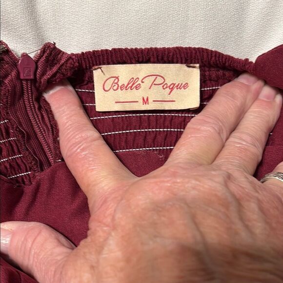 Chic Red A-Line Midi Dress with Sweetheart Scalloped Neckline - Picture 5 of 11